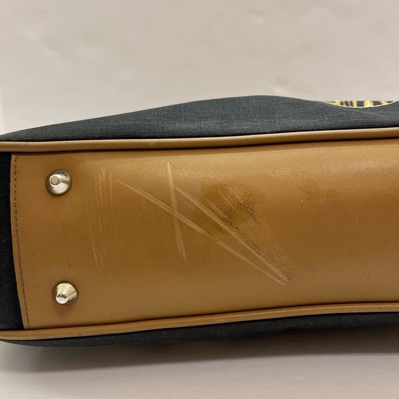 Marlo bamboo handle tote purse embroidered pattern - Picture 4 of 6